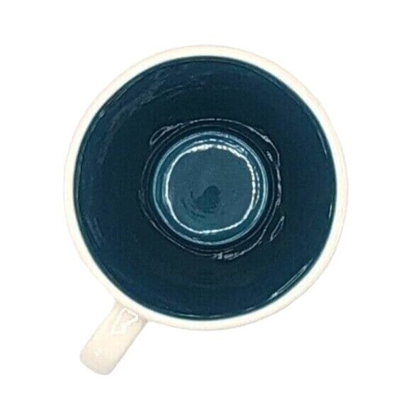 Starbucks Embossed Leaf Mug Cream Blue Teal Round 10oz 2007 Autumn Falling Taper - Picture 7 of 10